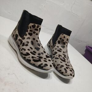 Cole Haan WomensZerogrand Chelsea Ocelot Haircalf Boot White 8.5 B